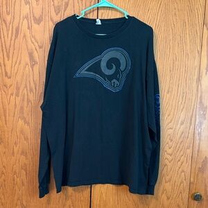 Delta Black Long Sleeve Rams Logo Shirt with Navy Detail